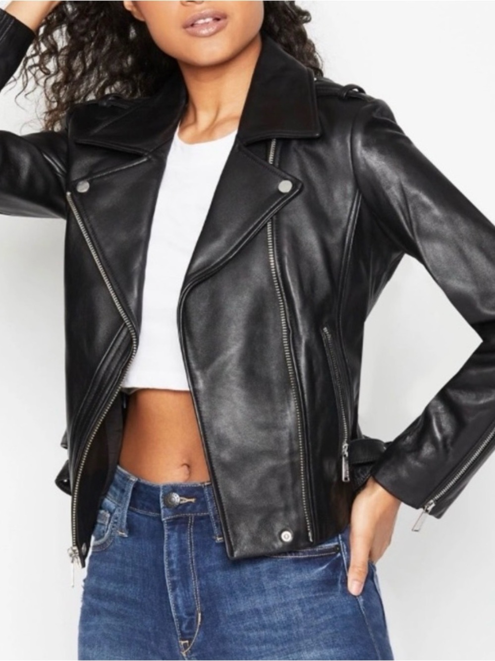 BCBGeneration Black Leather Motorcycle Jacket, size small
